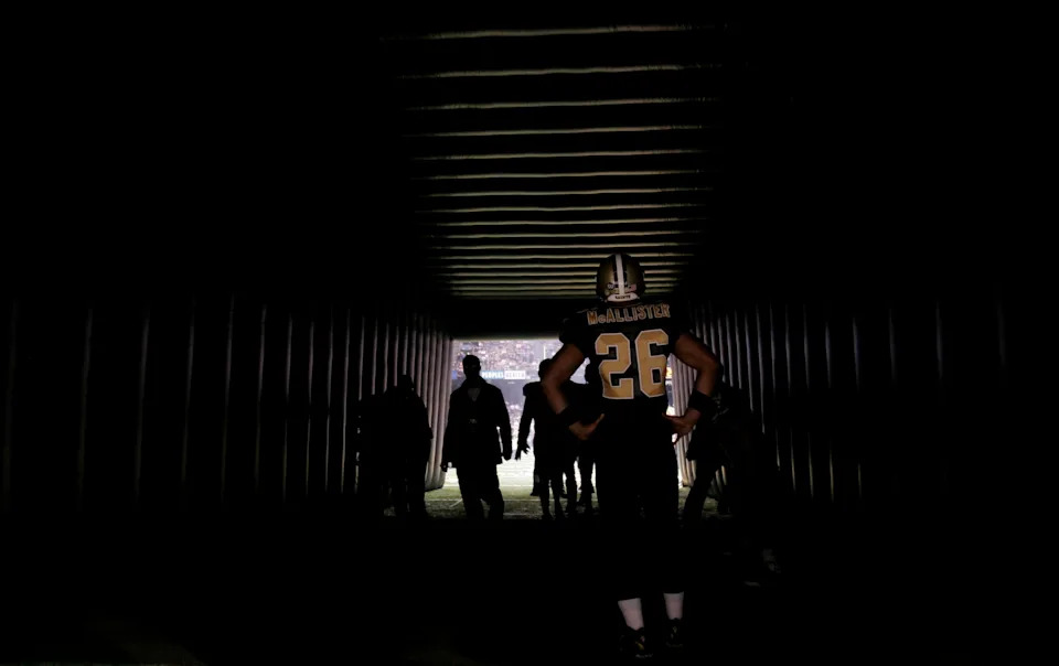 Nov 24, 2008; New Orleans, LA, USA; New Orleans Saints running back Deuce McAllister (26) waits to be introduced before the game against the Green Bay Packers at the Louisiana Superdome. The Saints defeated the Packers 51-29. Mandatory Credit: Matt Stamey-USA TODAY Sports