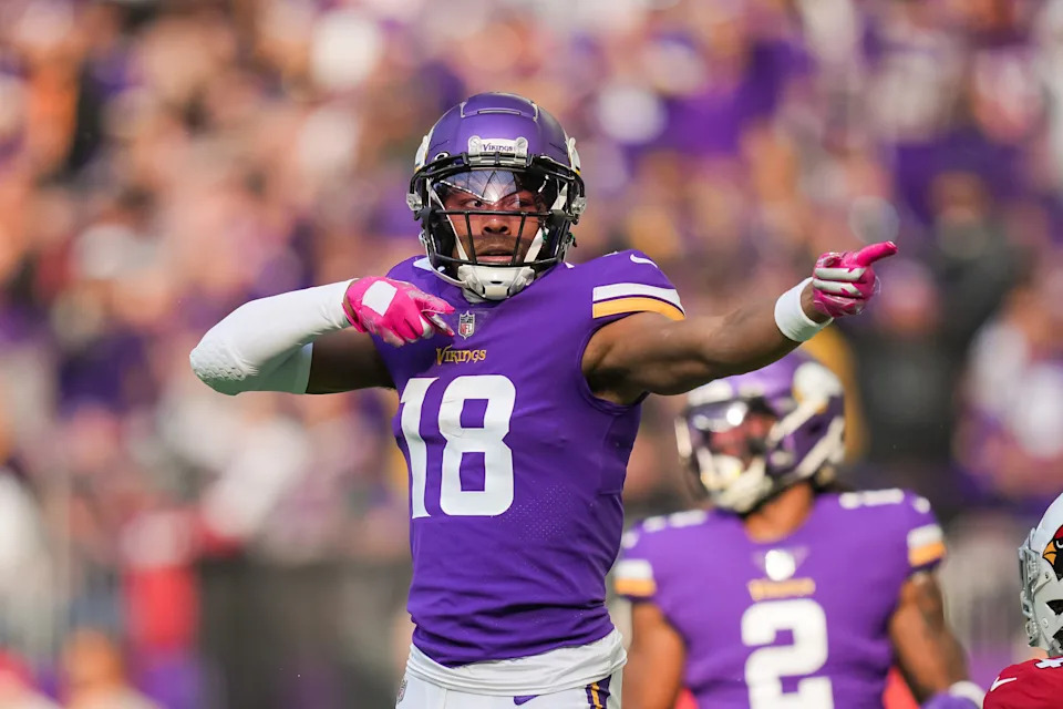 Minnesota Vikings wide receiver Justin Jefferson (18). Mandatory Credit: Brad Rempel-USA TODAY Sports
