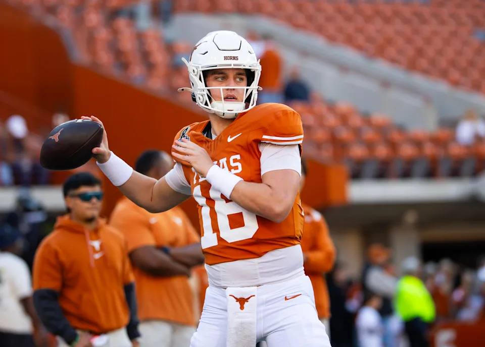 Dec 21, 2024; Austin, Texas, USA; Texas Longhorns quarterback Arch Manning (16) against the Clemson Tigers during the CFP National playoff first round at Darrell K Royal-Texas Memorial Stadium. Mandatory Credit: Mark J. Rebilas-Imagn Images
