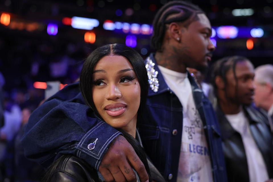 Cardi B and Stefon Diggs sat courtside, cheering on the New York Knicks against the Boston Celtics (Getty)