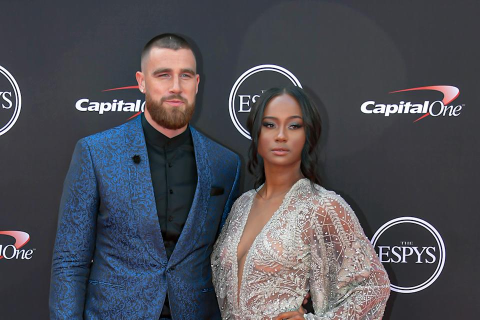 Kansas City Chiefs tight end Travis Kelce and his ex-girlfriend Kayla Nicole.Kirby Lee-Imagn Images