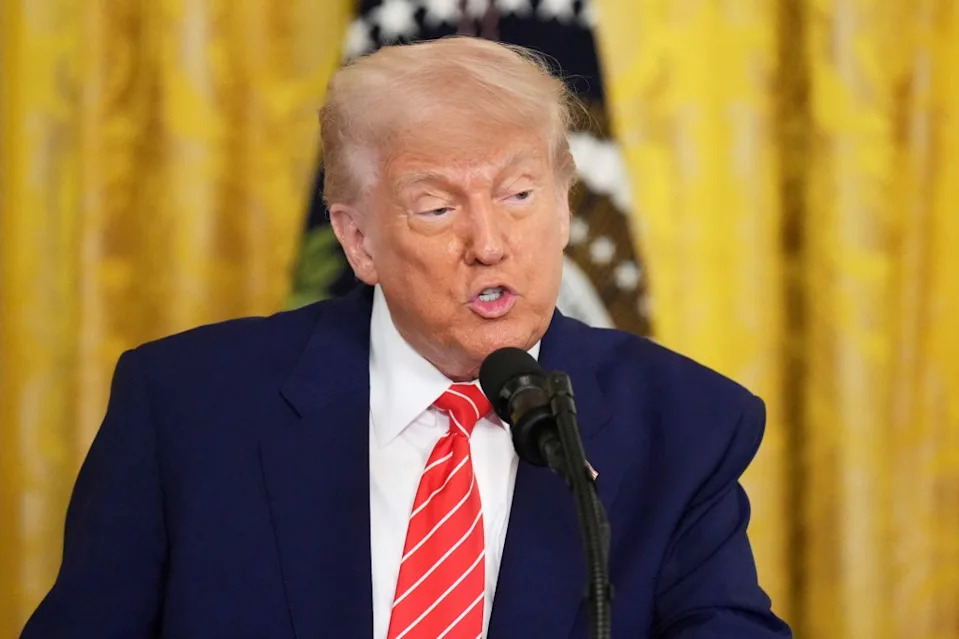 President Donald Trump couldn’t believe how far Shedeur Sanders fell in the NFL draft. AP