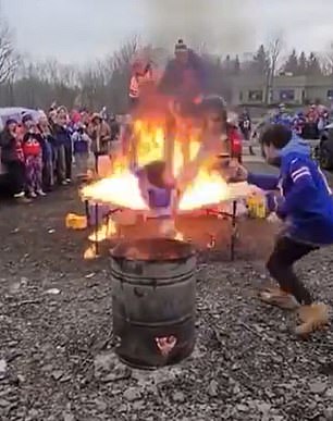 One fan set themselves alight