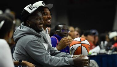 Commanders' Jayden Daniels and Deebo Samuel courtside at WNBA game