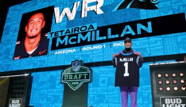 First look at WR Tetairoa McMillan in his Panthers uniform