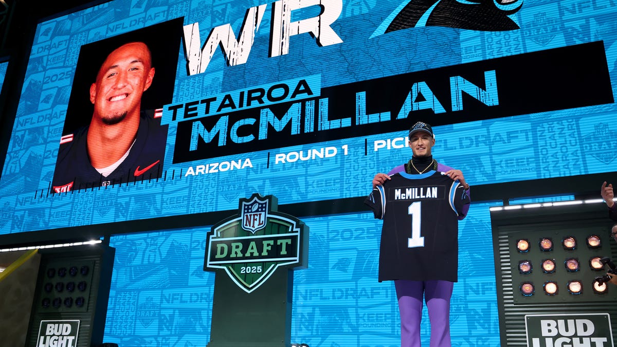 First look at WR Tetairoa McMillan in his Panthers uniform
