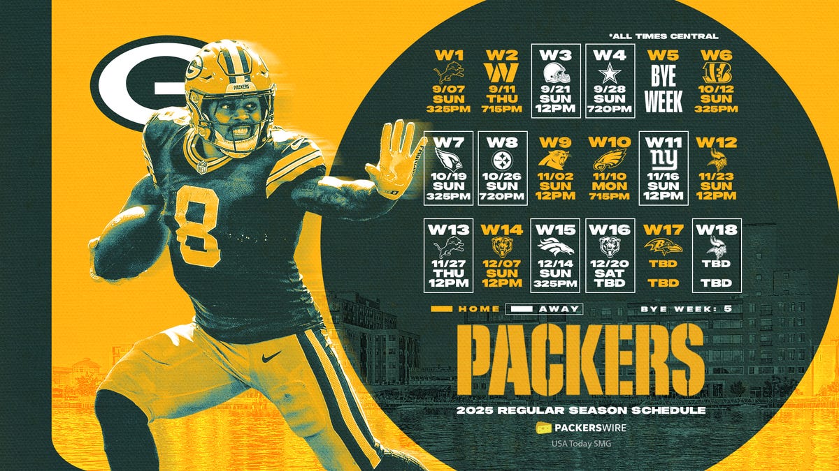 Green Bay Packers 2025 schedule wallpapers download desktop mobile
