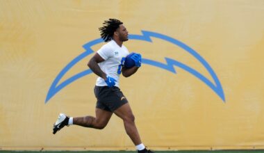 Omarion Hampton, Tre Harris make first appearance in Chargers uniform