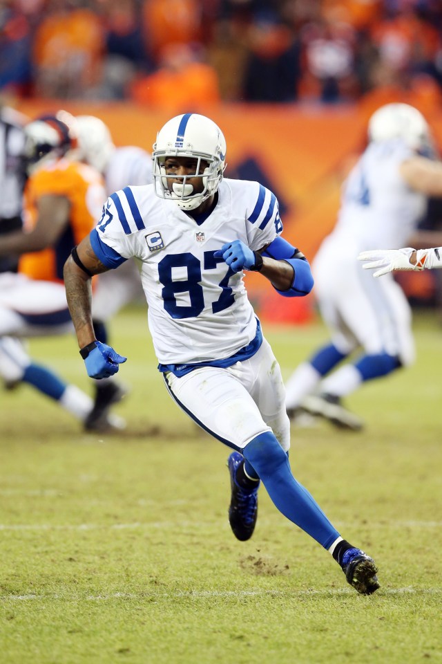 Reggie Wayne #87 of the Indianapolis Colts running during a game.