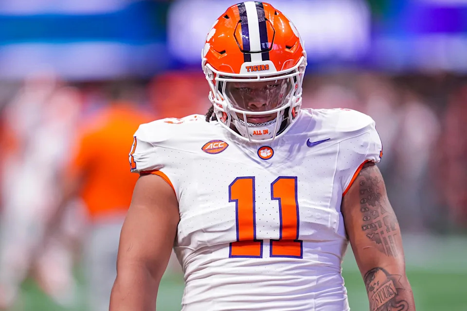 Aug 31, 2024; Atlanta, Georgia, USA; Clemson Tigers defensive lineman Peter Woods (11) shown on the field pregame prior to the game against the Georgia Bulldogs at Mercedes-Benz Stadium. Mandatory Credit: Dale Zanine-USA TODAY Sports