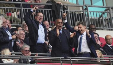 John Textor (L) is launching a plan for a takeover of Crystal Palace which could threaten the future of Steve Parish (R) at the club