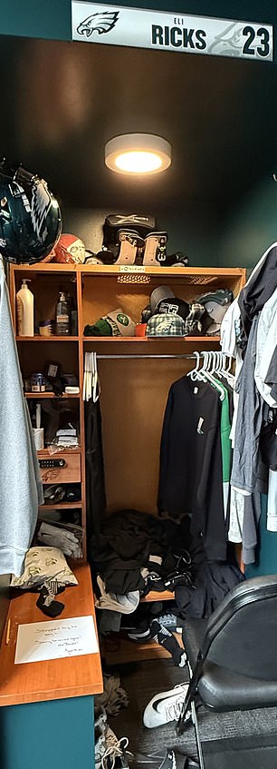 The shot of Ricks' whole locker with a note from Donald Trump's daughter was posted to her social media.