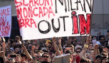 AC Milan's ultras gathered en masse to protest against their owners and directors on Saturday