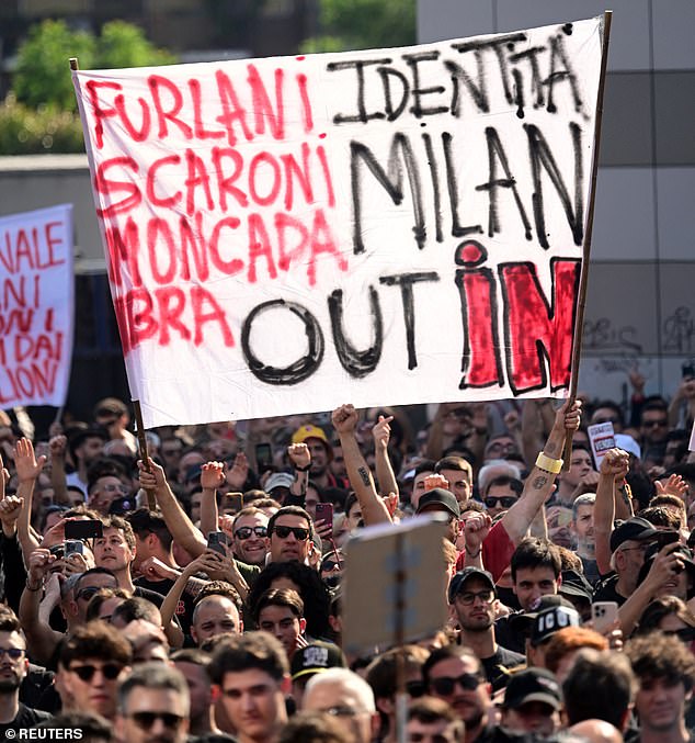 AC Milan's ultras gathered en masse to protest against their owners and directors on Saturday