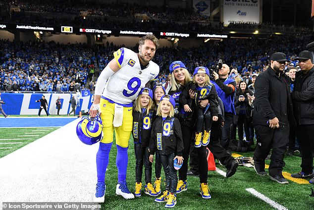 Matthew Stafford sat in first class of a recent flight while his family was in coach