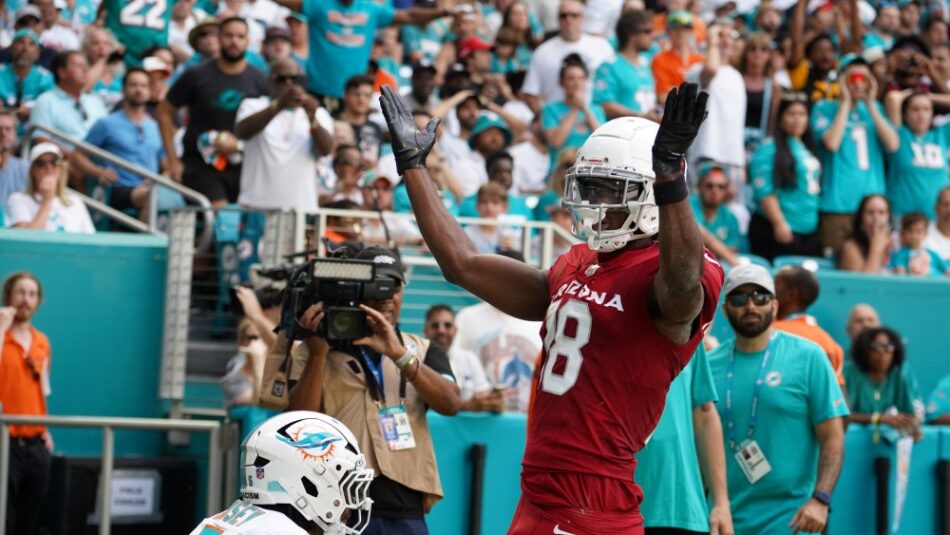 Arizona Cardinals WR Marvin Harrison Jr. blows kiss (Jeremy Schnell/Arizona Sports)...