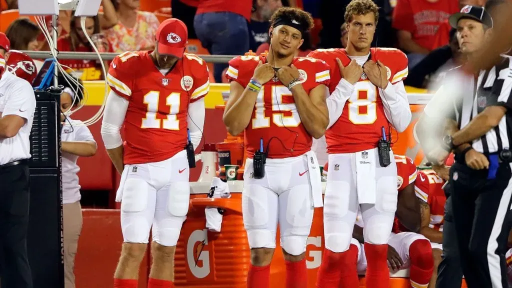 Alex Smith with Patrick Mahomes Kansas City Chiefs