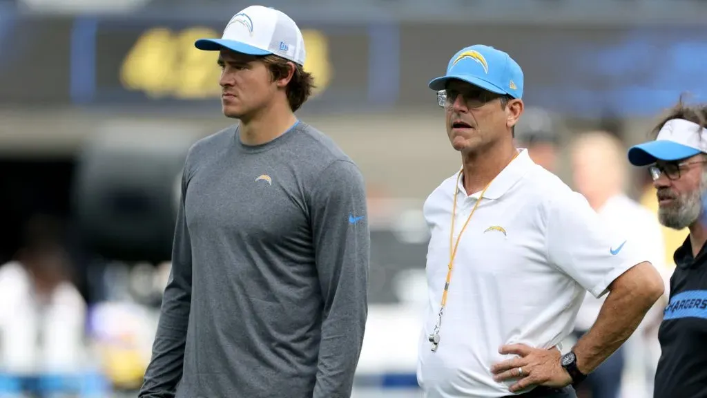 Justin Herbert and Jim Harbaugh