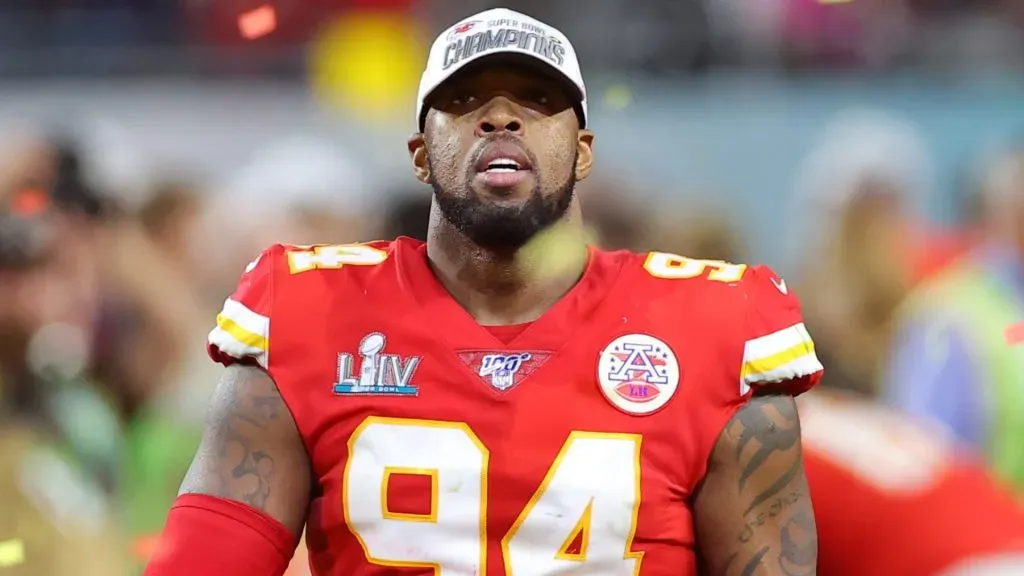 Terrell Suggs #94 of the Kansas City Chiefs celebrates after defeating the San Francisco 49ers 31-20 in Super Bowl LIV at Hard Rock Stadium on February 02, 2020 in Miami, Florida.