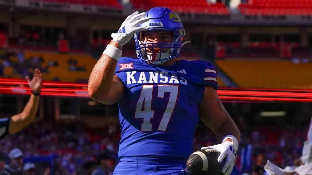 Jared Casey celebrates a touchdown