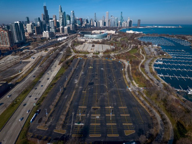 Soldier Field and the south parking areas on Dec. 5,...
