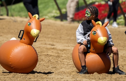 Children participated in face painting and other games at  “The Baltimore Cup” Saturday, May 10, at Pimlico Race Course.