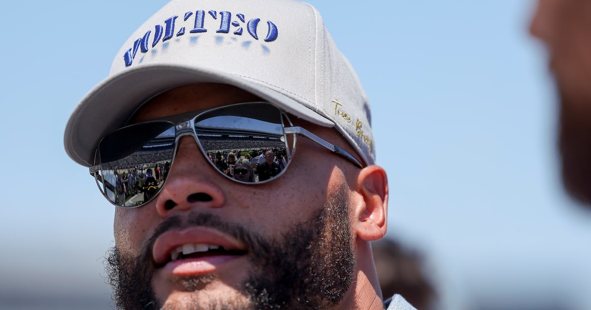 Dallas Cowboys’ Dak Prescott makes appearance at Texas Motor Speedway for NASCAR race