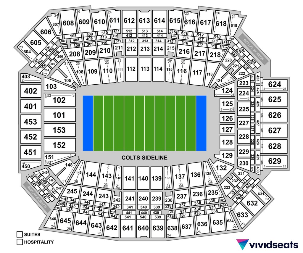 A map of Indianapolis' Lucas Oil Stadium.