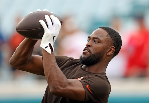 Cleveland Browns wide receiver David Bell warms up prior to the game against the Jacksonville Jaguars at Everbank Stadium in Jacksonville.