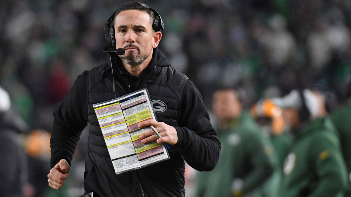 Packers head coach Matt LaFleur against the Philadelphia Eagles in an NFC wild card game at Lincoln Financial Field. 