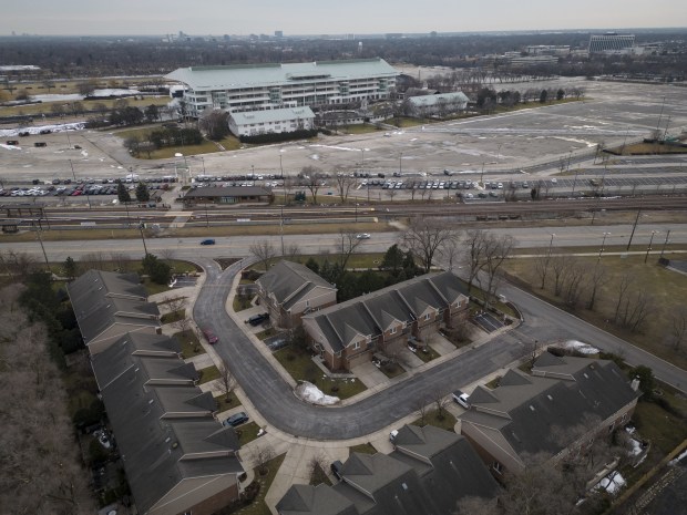 Townhomes are seen across from the Arlington Park International Racecourse...