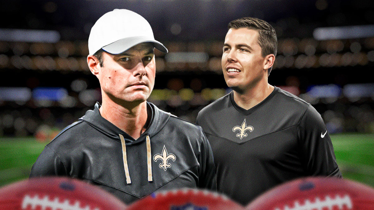 Kellen Moore and Brandon Staley in New Orleans Saints gear