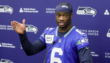 Seattle Seahawks Jalen Milroe rookie minicamp press conference 2025...