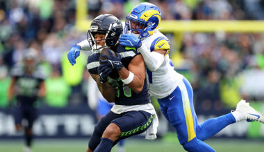 Seattle Seahawks Jaxon Smith-Njigba catch Los Angeles Rams November 2024...