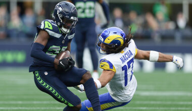 Seattle Seahawks Riq Woolen interception Los Angeles Rams Puka Nacua NFC West 2024...