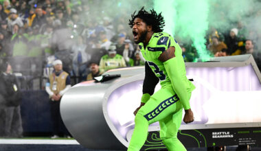 Seattle Seahawks linebacker Ernest Jones pregame entrance 2024...