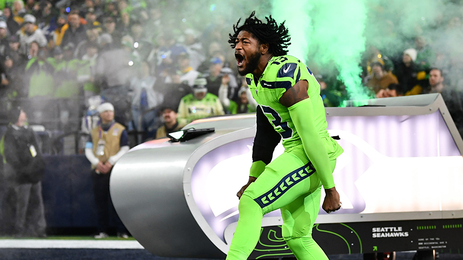 Seattle Seahawks linebacker Ernest Jones pregame entrance 2024...