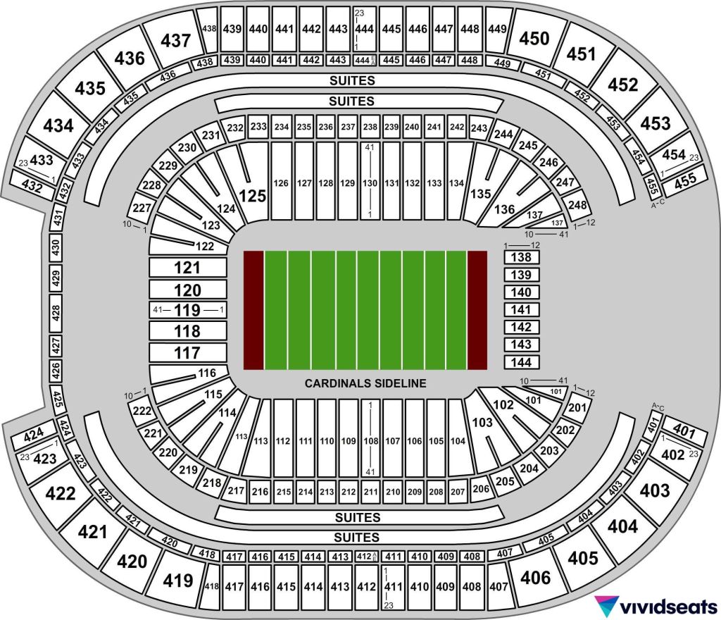 A map of the Arizona Cardinals' State Farm Stadium.