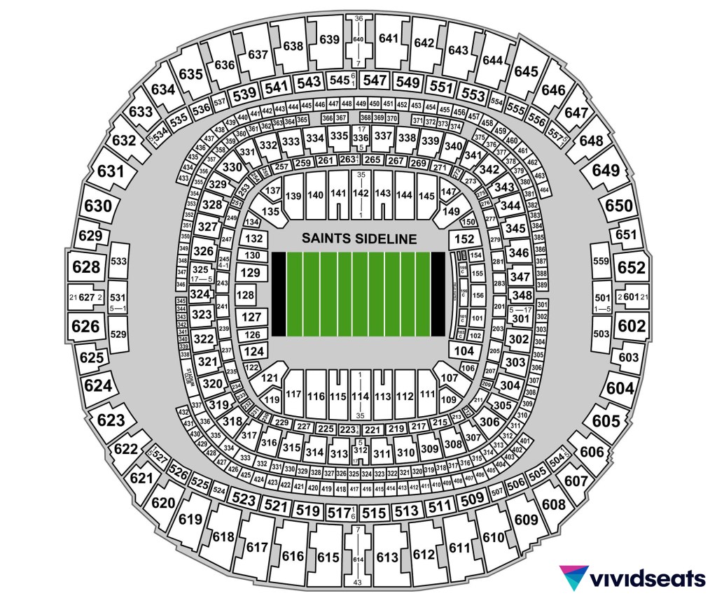 A map of New Orleans' Caesars Superdome.