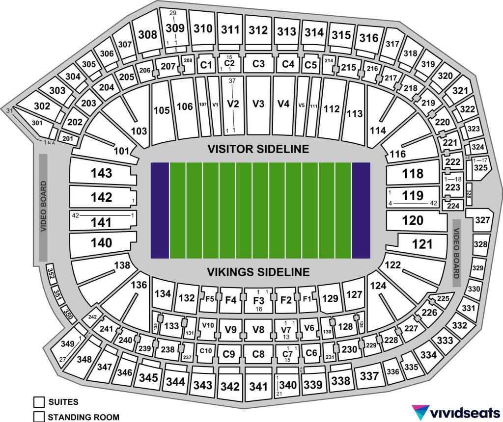 A map of Minnesota's U.S. Bank Stadium.