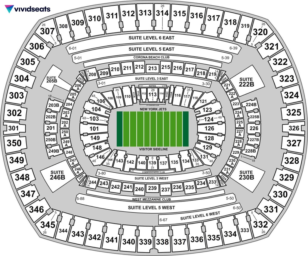 A map of East Rutherford's MetLife Stadium.