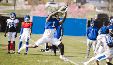WR Kendrick Law at Kentucky Spring Practice, Aaron Perkins, KSR