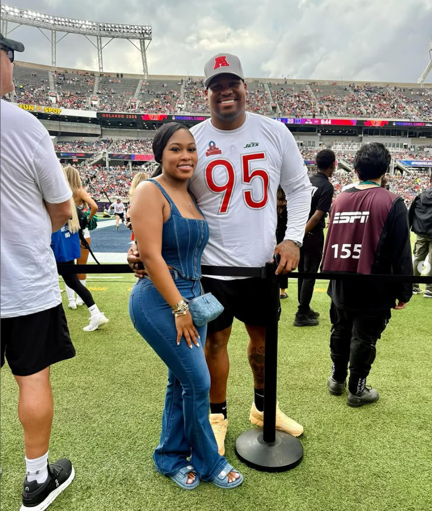 Quinnen Williams and his wife, Maranda.