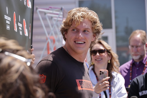 football talks to members of the media