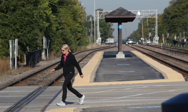 The Metra train station in downtown Arlington Heights on Sept....