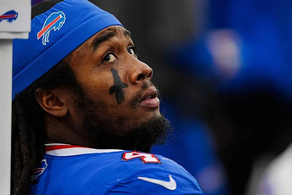 Buffalo Bills running back James Cook at Highmark Stadium on Dec. 29 2024.Tina MacIntyre-Yee/Democrat and Chronicle / USA TODAY NETWORK