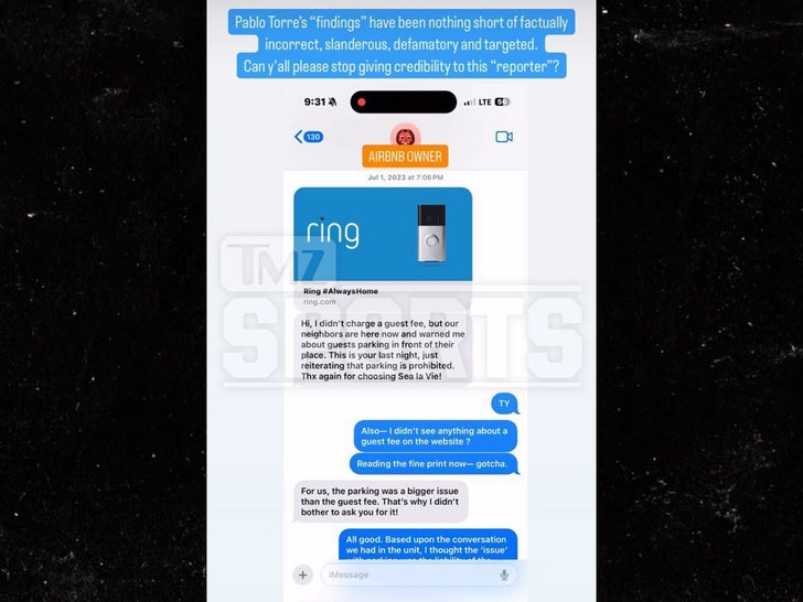 jordon hudson text airbnb instagram screenshot handout