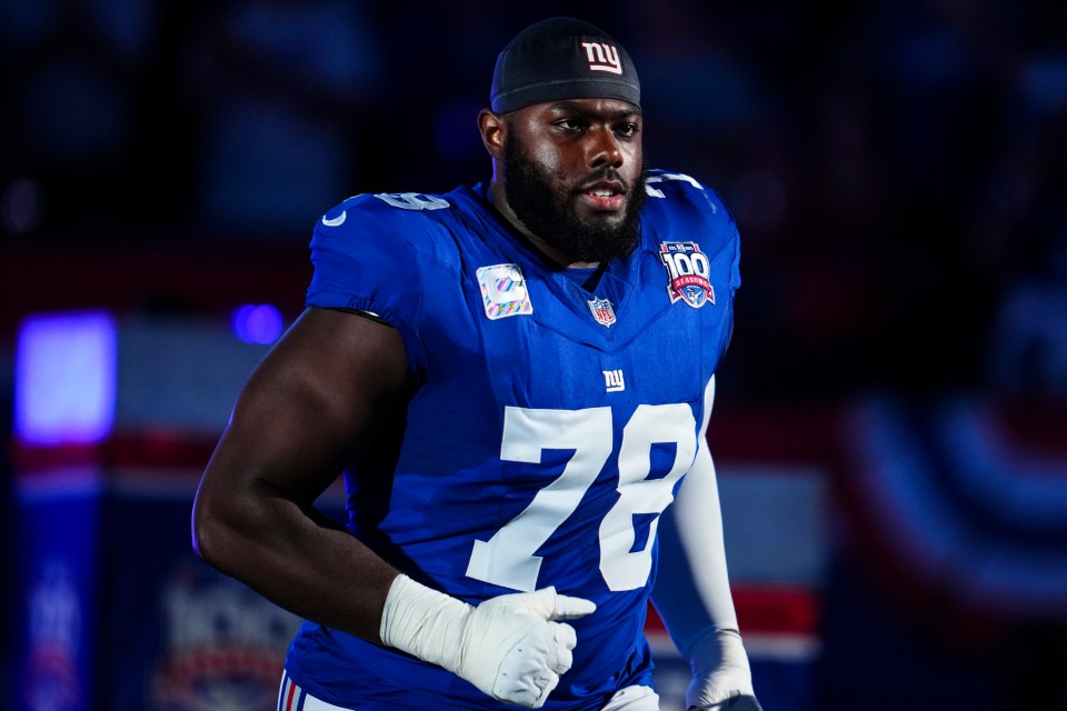 Andrew Thomas #78 of the New York Giants.