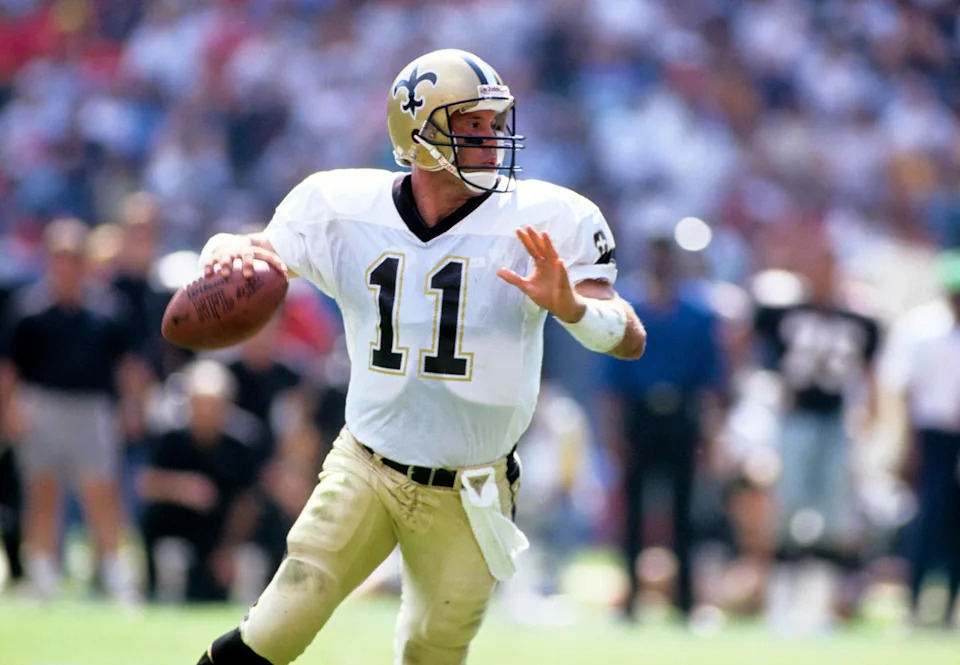 Oct 7, 1990; Atlanta, GA, USA; FILE PHOTO; New Orleans Saints quarterback John Fourcade (11) in action against the Atlanta Falcons at Fulton County Stadium. Mandatory Credit: Manny Rubio-USA TODAY Sports
