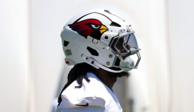 Baron Browning looks on during the start of Cardinals OTAs on Wednesday...